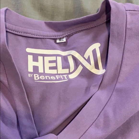 Men’s XL purple Benefit Helix scrub top - Picture 2 of 5